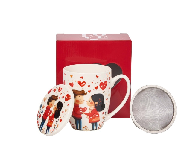 Kubek z zaparzaczem PARA Serca Walentynki